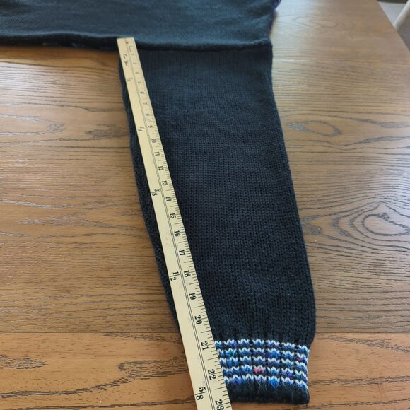 Vintage 80s Concrete Black Blue Sweater L / XL Geometric Abstract Knit Acrylic - Picture 13 of 14